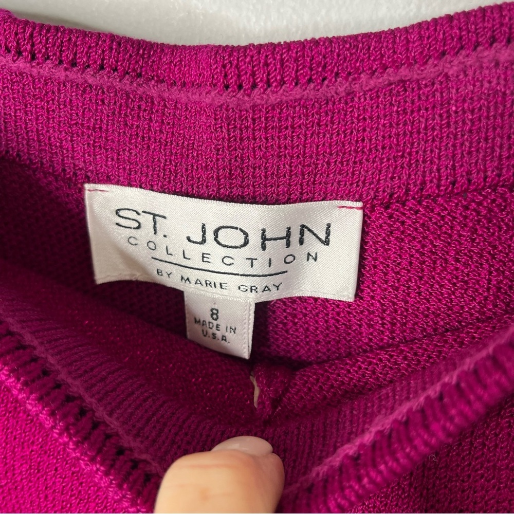 St. John Collection Wide Leg Knit Pants Size 8 Pink Fuchsia - Picture 5 of 5
